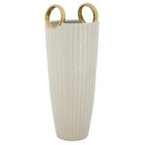 Vase en céramique blanc avec lignes Ø 18x45 cm