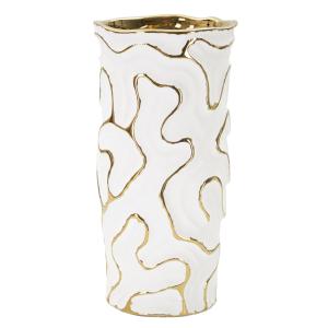 Vase en céramique blanc et or Ø 12,5x25  cm