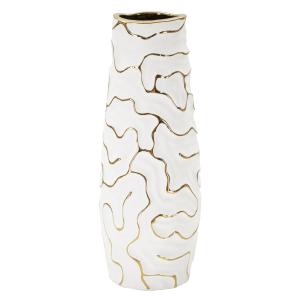 Vase en céramique blanc et or Ø 12x29,5  cm