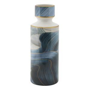 Vase en céramique bleu avec couvercle Ø 14x40 cm