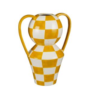 Vase en céramique jaune et blanc H33,5