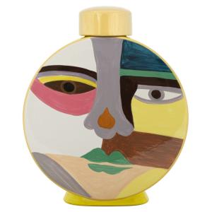 Vase en céramique multicolore avec couvercle 23x9x28 cm