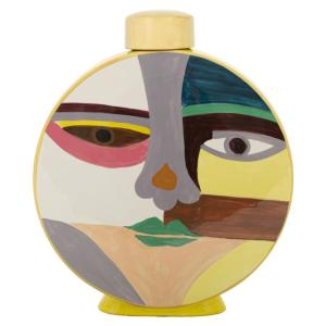 Vase en céramique multicolore avec couvercle 28x9x33 cm