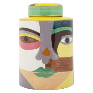 Vase en céramique multicolore avec couvercle cm ø 19x28
