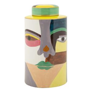 Vase en céramique multicolore avec couvercle cm ø 19x33
