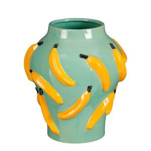 Vase en céramique vert et jaune D27