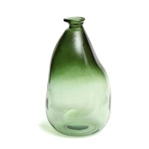 Vase en forme organique en verre recyclé vert H21