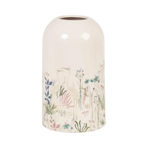 Vase en grès blanc motifs multicolores H23