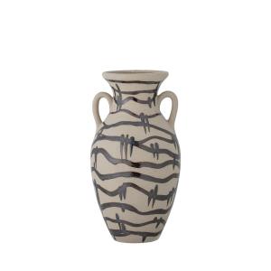 Vase en grès céramique D16cm blanc / noir
