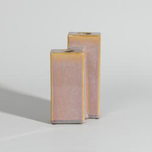 Vase en grès rose et beige H18