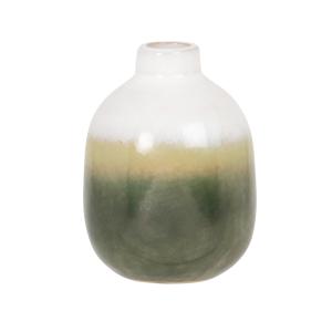 Vase en grès vert, ocre et blanc H12