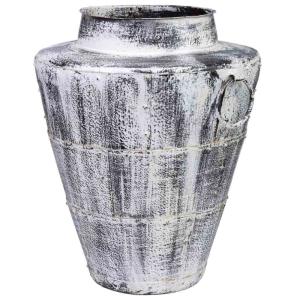 Vase en métal vieilli blanc 50x50x58