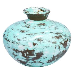 Vase en métal vieilli vert 33x28x33