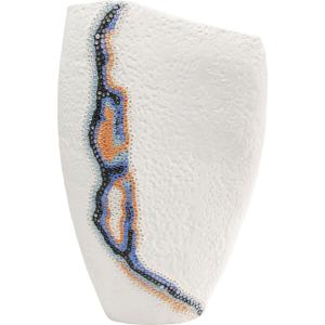Vase en porcelaine blanche anémones multicolores