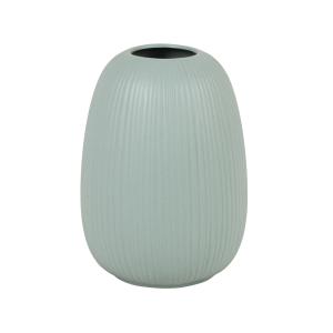 Vase en porcelaine bleu mat strié H18