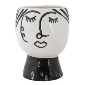 Vase en porcelaine noir et blanc Ø 14x18  cm