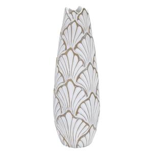 Vase en résine blanc avec décorations en relief Ø 18,5x55 c…