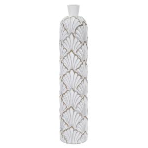 Vase en résine blanc avec décors en relief Ø 15,5x74  cm