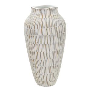 Vase en résine blanche avec des lignes géométriques Ø 22x44…