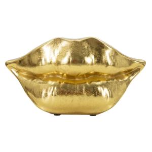 Vase en résine doré en forme de lèvres 23x8x12 cm
