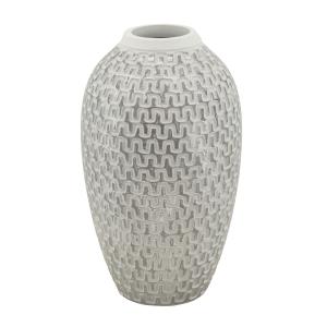 Vase en résine grise avec décors géométriques Ø 19,5x34 cm…