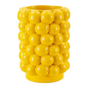 Vase en résine jaune composé de citrons Ø 21x28 cm