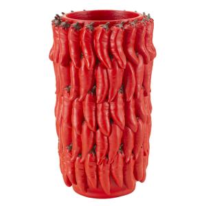 Vase en résine rouge composé de piments Ø 20x34 cm