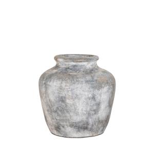 Vase en terre cuite à effet vieilli H30cm gris