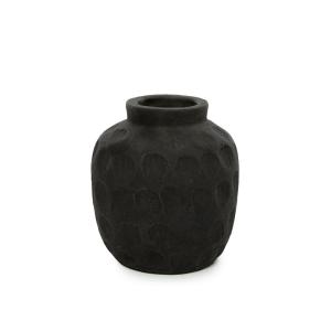 Vase en terre cuite de couleur noire 13 x 13 x 14 cm