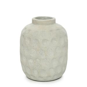 Vase en terre cuite gris béton 20x20x22 cm