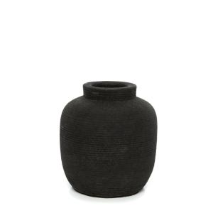 Vase en terre cuite noir 13x13x14 cm