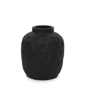 Vase en terre cuite noir 16x16x18 cm