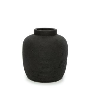 Vase en terre cuite noir 17x17x18 cm