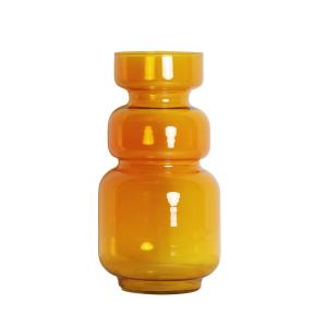 Vase en verre ambre brillant 17x17x35 cm