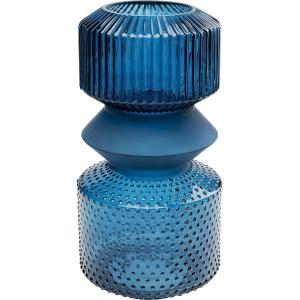 Vase en verre bleu brillant et mat H36