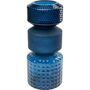 Vase en verre bleu brillant et mat H42
