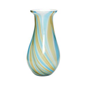 Vase en verre bleu et jaune H30