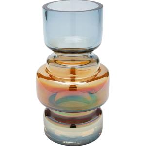 Vase en verre bleu et orange H18