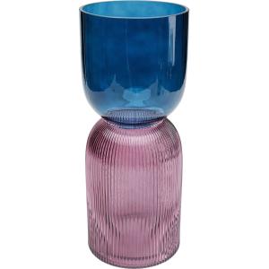 Vase en verre bleu et rose H40