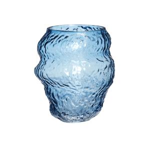 Vase en verre bleu  H18