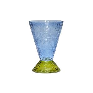 Vase en verre bleu H29