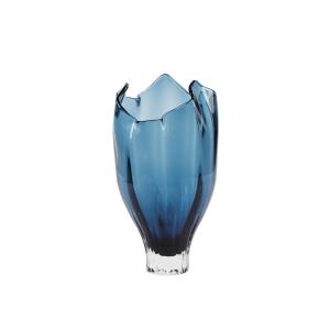 Vase en verre bleu H35xD17cm