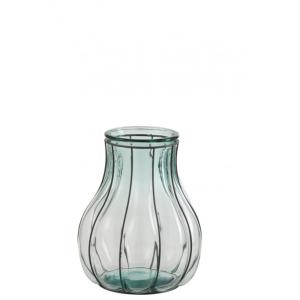 Vase en verre et métal bleu L24xl24xH30cm