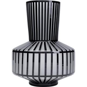 Vase en verre gris clair mat et noir brillant H31