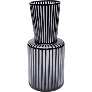 Vase en verre gris clair mat et noir brillant H41