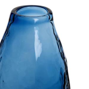 Vase en verre martelé bleu H14