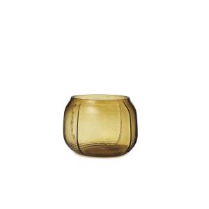 Vase en verre moulé et teinté marron H16cm