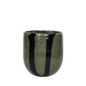 Vase en verre ø13cm - Vert olive