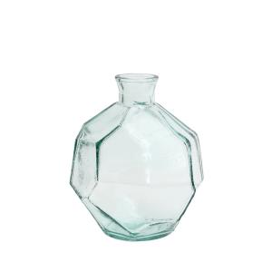 Vase en verre recyclé de couleur bleue 16 x 16 x 18 cm