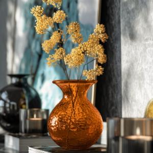 Vase en verre recyclé h 25 cm  corail 25 cm